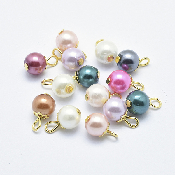 PandaHall Iron Glass Pearl Charms, Round, Golden, Mixed Color, 13x8mm, Hole: 2mm Iron+Glass Round Multicolor
PandaHall Iron Glass Pearl Charms, Round, Golden, Mixed Color, 13x8mm, Hole: 2mm Iron+Glass Round Multicolor