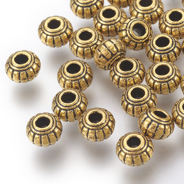 PandaHall Tibetan Style Alloy Beads, Rondelle, Antique Golden, Lead Free & Cadmium Free, 6x4.5mm, Hole: 1.5mm Alloy Rondelle
PandaHall Tibetan Style Alloy Beads, Rondelle, Antique Golden, Lead Free & Cadmium Free, 6x4.5mm, Hole: 1.5mm Alloy Rondelle