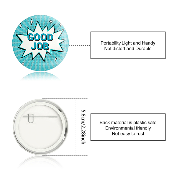 PandaHall Tinplate Brooch, with Plastic Bottom & Iron Pin, Flat Round, Colorful, Word, 58x4mm, 9pcs/set Tinplate Word
PandaHall Tinplate Brooch, with Plastic Bottom & Iron Pin, Flat Round, Colorful, Word, 58x4mm, 9pcs/set Tinplate Word
