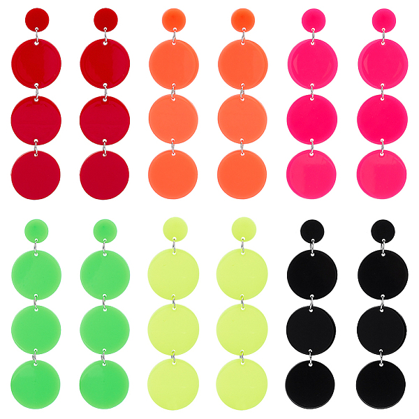 PandaHall ANATTASOUL 6 Pairs 6 Colors Flat Round Acrylic Dangle Stud Earrings with Steel Iron Pins for Women, Mixed Color, 93.5x24.5mm, 1..., Multicolor
PandaHall ANATTASOUL 6 Pairs 6 Colors Flat Round Acrylic Dangle Stud Earrings with Steel Iron Pins for Women, Mixed Color, 93.5x24.5mm, 1..., Multicolor