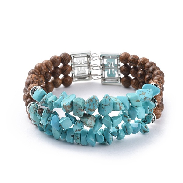 PandaHall Three Loops Synthetic Turquoise(Dyed) Chip Beads Wrap Bracelets, with Wood Beads, Alloy Findings and Steel Bracelet Memory Wire...
PandaHall Three Loops Synthetic Turquoise(Dyed) Chip Beads Wrap Bracelets, with Wood Beads, Alloy Findings and Steel Bracelet Memory Wire...