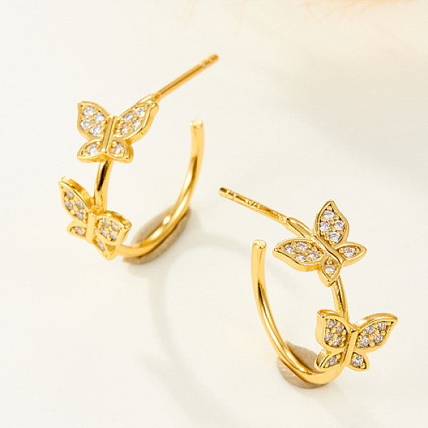PandaHall 925 Sterling Silver Micro Pave Cubic Zirconia C Shaped Stud Earrings, Butterfly, Golden, 7mm Sterling Silver Butterfly Clear
PandaHall 925 Sterling Silver Micro Pave Cubic Zirconia C Shaped Stud Earrings, Butterfly, Golden, 7mm Sterling Silver Butterfly Clear