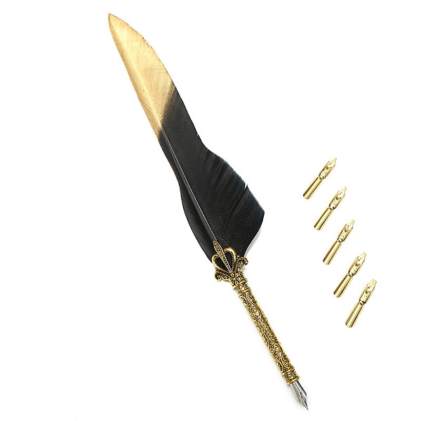 PandaHall Feather Dipped Pen, with Alloy Pen Tip & Replacement Tips, for Teacher's Day, Black, 285x45mm Feather Feather Black
PandaHall Feather Dipped Pen, with Alloy Pen Tip & Replacement Tips, for Teacher's Day, Black, 285x45mm Feather Feather Black