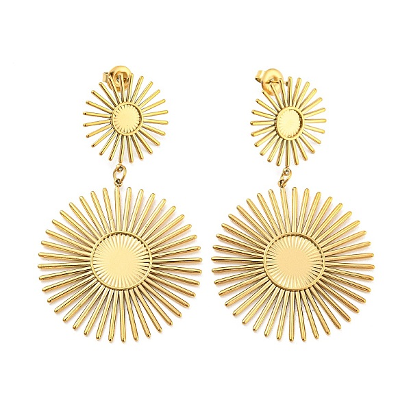 PandaHall 304 Stainless Steel Sun Dangle Stud Earring Finding, Flat Round Cabochon Settings, for Women, Real 14K Gold Plated, Tray: 6mm &...
PandaHall 304 Stainless Steel Sun Dangle Stud Earring Finding, Flat Round Cabochon Settings, for Women, Real 14K Gold Plated, Tray: 6mm &...