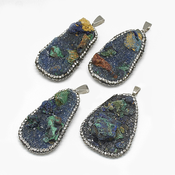 PandaHall Natural Azurite Big Pendants, with Rhinestone and Brass Finding, Nuggets, Platinum, 52~58x32~42x15~25mm, Hole: 9x6mm Natural..., Clear
PandaHall Natural Azurite Big Pendants, with Rhinestone and Brass Finding, Nuggets, Platinum, 52~58x32~42x15~25mm, Hole: 9x6mm Natural..., Clear