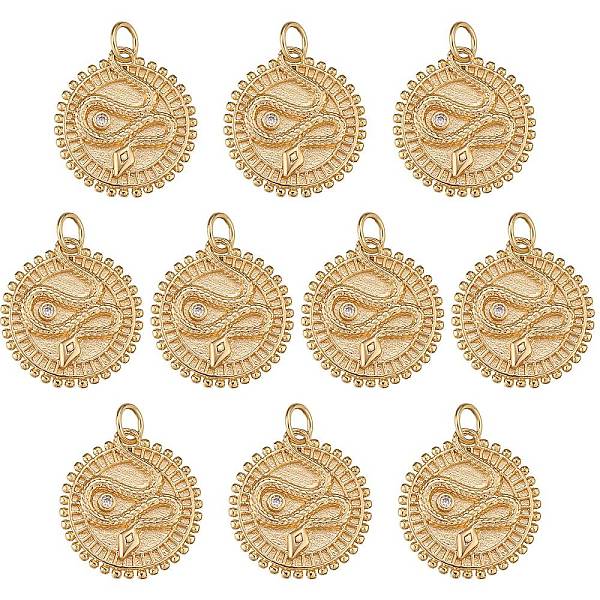 PandaHall 10Pcs Brass Micro Pave Clear Cubic Zirconia Pendants, with Jump Rings, Long-Lasting Plated, Flat Round with Snake, Golden...
PandaHall 10Pcs Brass Micro Pave Clear Cubic Zirconia Pendants, with Jump Rings, Long-Lasting Plated, Flat Round with Snake, Golden...