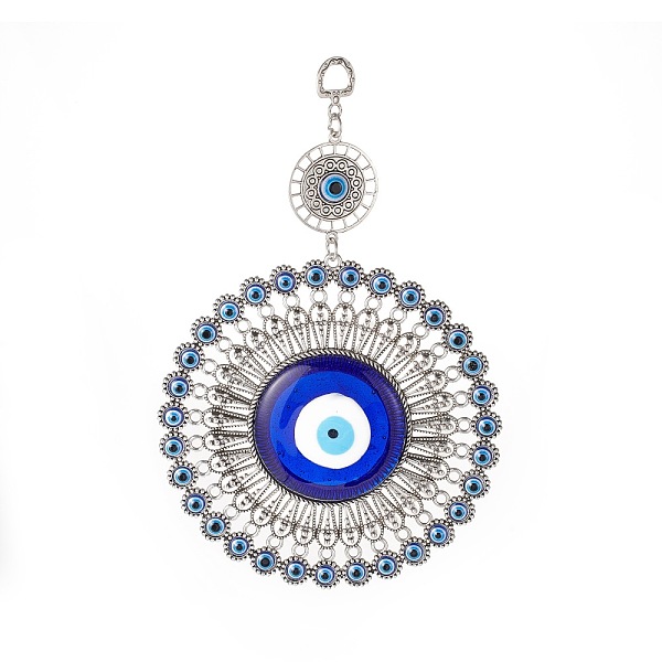 PandaHall Tibetan Style Alloy Pendant Decorations, with Handmade Lampwork & Resin Evil Eye Cabochons, Flower, Antique Silver, 225mm, Hole..., Blue
PandaHall Tibetan Style Alloy Pendant Decorations, with Handmade Lampwork & Resin Evil Eye Cabochons, Flower, Antique Silver, 225mm, Hole..., Blue