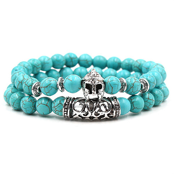 PandaHall 2Pcs Synthetic Turquoise Stretch Bracelet Sets for Women Men, with Tibetan Style Alloy Beads, Helmet, 2pcs/set Synthetic Turquoise...
PandaHall 2Pcs Synthetic Turquoise Stretch Bracelet Sets for Women Men, with Tibetan Style Alloy Beads, Helmet, 2pcs/set Synthetic Turquoise...