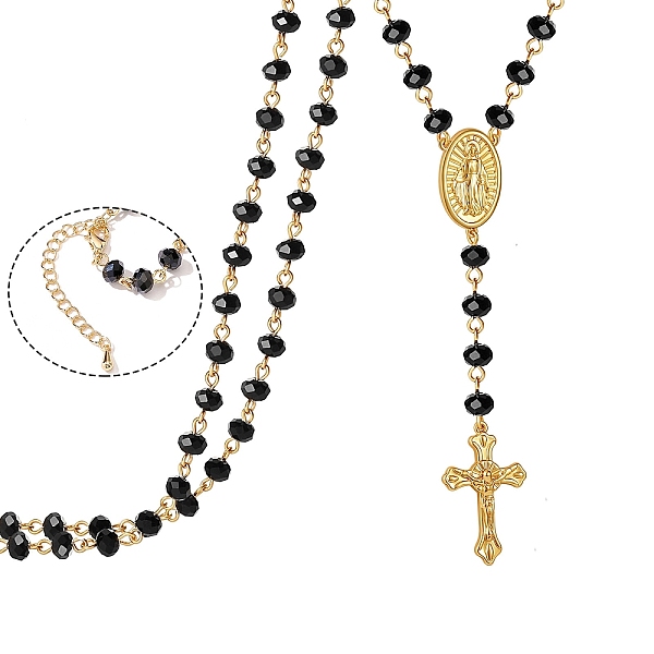 PandaHall Glass Rosary Bead Necklace, Golden Brass Cross & Jesus Pendant Necklace, Black, 19.69 inch(50cm) Brass Cross Black
PandaHall Glass Rosary Bead Necklace, Golden Brass Cross & Jesus Pendant Necklace, Black, 19.69 inch(50cm) Brass Cross Black