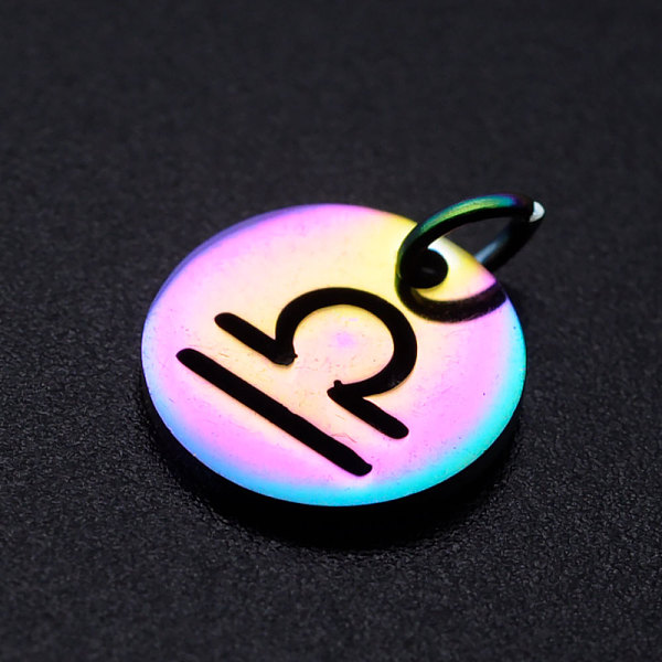 PandaHall Rainbow Color Ion Plating(IP) 201 Stainless Steel Charms, with Jump Rings, Flat Round with Constellation/Zodiac Sign, Libra...
PandaHall Rainbow Color Ion Plating(IP) 201 Stainless Steel Charms, with Jump Rings, Flat Round with Constellation/Zodiac Sign, Libra...