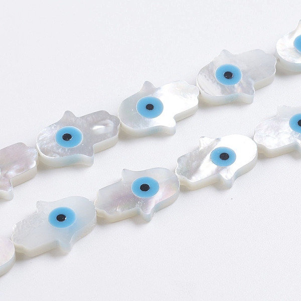 PandaHall Natural White Shell Mother of Pearl Shell Beads, Pearlized, Hamsa Hand/Hand of Fatima/Hand of Miriam with Evil Eye, 14x10x2mm...
PandaHall Natural White Shell Mother of Pearl Shell Beads, Pearlized, Hamsa Hand/Hand of Fatima/Hand of Miriam with Evil Eye, 14x10x2mm...