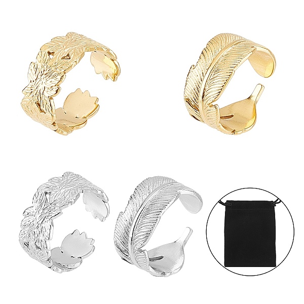 PandaHall Unicraftale 4Pcs 4 Style Ion Plating(IP) 304 Stainless Steel Cuff Rings, Leaf Open Rings for Women, Long-Lasting Plated, Platinum...
PandaHall Unicraftale 4Pcs 4 Style Ion Plating(IP) 304 Stainless Steel Cuff Rings, Leaf Open Rings for Women, Long-Lasting Plated, Platinum...