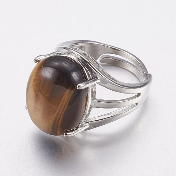 PandaHall Natural Tiger Eye Wide Band Finger Rings, with Brass Ring Findings, Oval, 18mm Tiger Eye
PandaHall Natural Tiger Eye Wide Band Finger Rings, with Brass Ring Findings, Oval, 18mm Tiger Eye