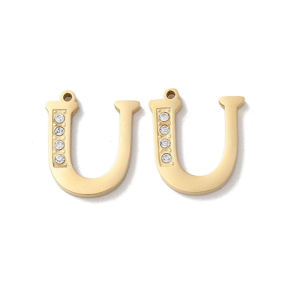 PandaHall Real 14K Gold Plated 304 Stainless Steel Pendants, with Rhinestone, Letter U, 18x15.5x2mm, Hole: 1.2mm Stainless Steel+Rhinestone..., Clear
PandaHall Real 14K Gold Plated 304 Stainless Steel Pendants, with Rhinestone, Letter U, 18x15.5x2mm, Hole: 1.2mm Stainless Steel+Rhinestone..., Clear