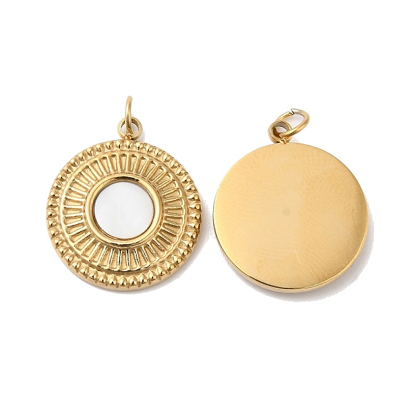 PandaHall Ion Plating(IP) 304 Stainless Steel Pendants, with White Shell and Jump Ring, Flat Round Charm, Real 14K Gold Plated...
PandaHall Ion Plating(IP) 304 Stainless Steel Pendants, with White Shell and Jump Ring, Flat Round Charm, Real 14K Gold Plated...