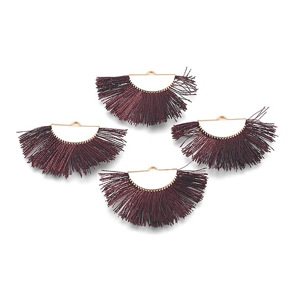 PandaHall Nylon Tassel Pendants, with Brass Findings, Nickel Free, Real 18K Gold Plated, Coconut Brown, 25~27x43~46x3mm, Hole: 1.5mm Nylon
PandaHall Nylon Tassel Pendants, with Brass Findings, Nickel Free, Real 18K Gold Plated, Coconut Brown, 25~27x43~46x3mm, Hole: 1.5mm Nylon
