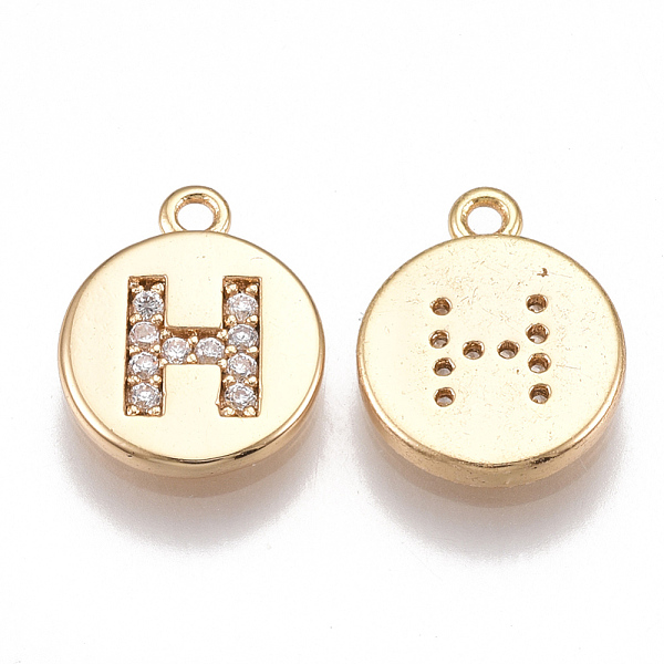 PandaHall Brass Cubic Zirconia Charms, Flat Round with Letter, Nickel Free, Real 18K Gold Plated, Clear, Letter.H, 12x10x2mm, Hole: 1mm...
PandaHall Brass Cubic Zirconia Charms, Flat Round with Letter, Nickel Free, Real 18K Gold Plated, Clear, Letter.H, 12x10x2mm, Hole: 1mm...