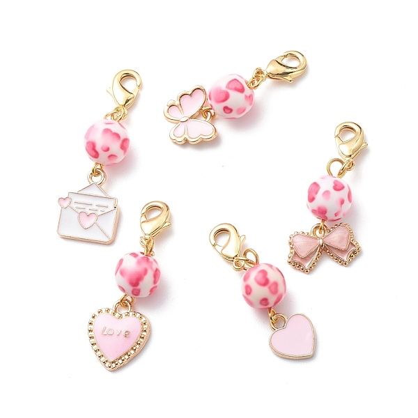 PandaHall Valentine's Day Alloy Enamel Pendant Decorations Sets, Clip-on Charms, with Spray Painted Resin Beads & Brass Lobster Claw Clasps..., Pink
PandaHall Valentine's Day Alloy Enamel Pendant Decorations Sets, Clip-on Charms, with Spray Painted Resin Beads & Brass Lobster Claw Clasps..., Pink