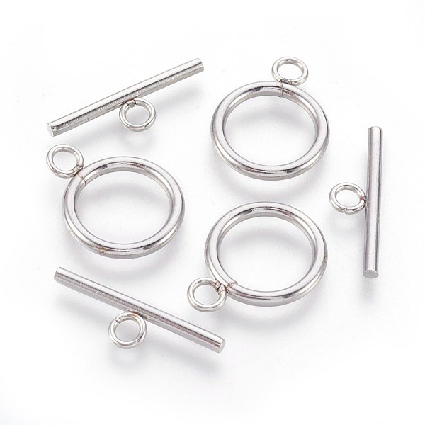PandaHall 304 Stainless Steel Toggle Clasps, Stainless Steel Color, 20x15.5x2mm, Hole: 3mm, Inner Diameter: 12mm, Bar: 23x7x2mm, Hole: 3mm...
PandaHall 304 Stainless Steel Toggle Clasps, Stainless Steel Color, 20x15.5x2mm, Hole: 3mm, Inner Diameter: 12mm, Bar: 23x7x2mm, Hole: 3mm...