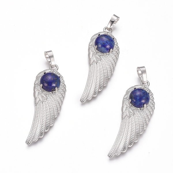 PandaHall Natural Lapis Lazuli Pendants, with Platinum Tone Brass Findings, Wing, Dyed, 47x16x7.5mm, Hole: 7x5mm Lapis Lazuli Wing
PandaHall Natural Lapis Lazuli Pendants, with Platinum Tone Brass Findings, Wing, Dyed, 47x16x7.5mm, Hole: 7x5mm Lapis Lazuli Wing