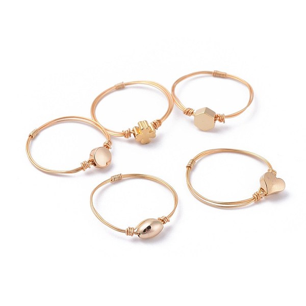 PandaHall Mixed Shapes Brass Rings, with Eco-Friendly Copper Wire, Real 18K Gold Plated, 18~19mm, 1~1.5mm Brass
PandaHall Mixed Shapes Brass Rings, with Eco-Friendly Copper Wire, Real 18K Gold Plated, 18~19mm, 1~1.5mm Brass