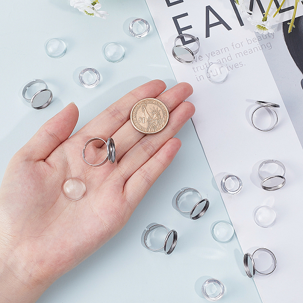 PandaHall Unicraftale DIY Finger Rings Making Kits, Including Adjustable 304 Stainless Steel Finger Rings Components and Transparent Half..., Clear
PandaHall Unicraftale DIY Finger Rings Making Kits, Including Adjustable 304 Stainless Steel Finger Rings Components and Transparent Half..., Clear