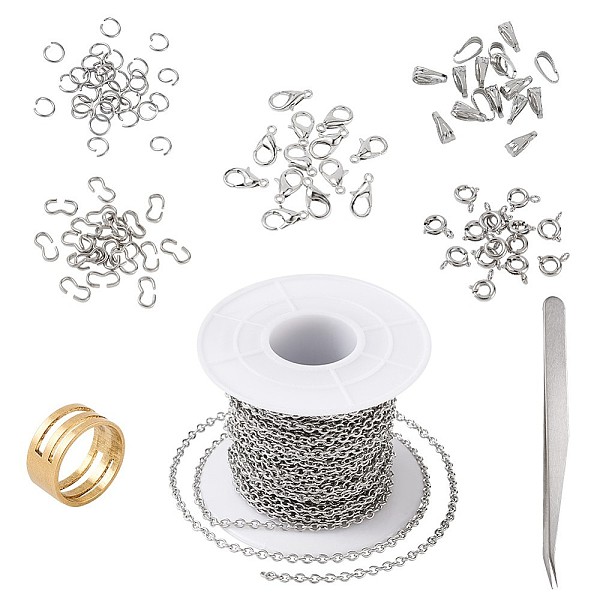 PandaHall DIY Necklace Making, with Zinc Alloy Lobster Claw Clasps, Brass Spring Ring Clasps, 304 Stainless Steel Cable Chains and Iron...
PandaHall DIY Necklace Making, with Zinc Alloy Lobster Claw Clasps, Brass Spring Ring Clasps, 304 Stainless Steel Cable Chains and Iron...