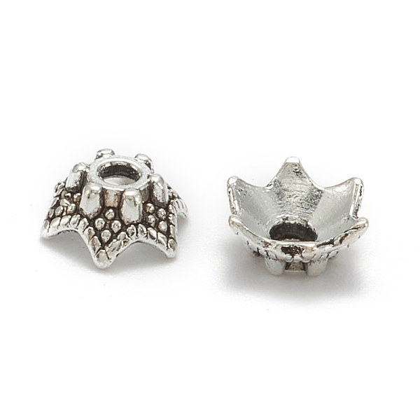 PandaHall Tibetan Style Bead Caps, Nickel Free & Lead Free, 6-Petal Flower, Antique Silver, 7x3mm, Hole: 2mm Alloy
PandaHall Tibetan Style Bead Caps, Nickel Free & Lead Free, 6-Petal Flower, Antique Silver, 7x3mm, Hole: 2mm Alloy