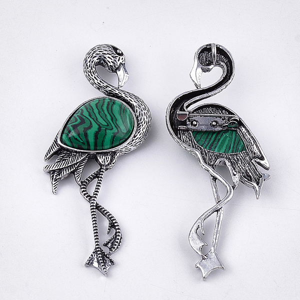 PandaHall Synthetic Malachite Brooches/Pendants, with Alloy Findings, Flamingo Shape, Antique Silver, 83.5x38x12mm, hole: 4x3mm, Pin: 0.7mm...
PandaHall Synthetic Malachite Brooches/Pendants, with Alloy Findings, Flamingo Shape, Antique Silver, 83.5x38x12mm, hole: 4x3mm, Pin: 0.7mm...