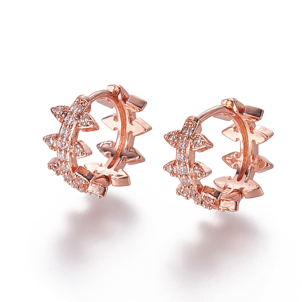 PandaHall Brass Micro Pave Cubic Zirconia Huggie Hoop Earrings, Leaf Wreath Shape, Clear, Rose Gold, 14.5~15x7.5mm, Pin: 0.9x1.2mm Cubic...
PandaHall Brass Micro Pave Cubic Zirconia Huggie Hoop Earrings, Leaf Wreath Shape, Clear, Rose Gold, 14.5~15x7.5mm, Pin: 0.9x1.2mm Cubic...