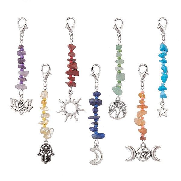 PandaHall Gemstone Keychains, Alloy Sun/Hamsa Hand/Tree of Life Charms, Lobster Clasp Charm, Mixed Shapes, 7.4~8.7cm, 7pcs/set Alloy Mixed...
PandaHall Gemstone Keychains, Alloy Sun/Hamsa Hand/Tree of Life Charms, Lobster Clasp Charm, Mixed Shapes, 7.4~8.7cm, 7pcs/set Alloy Mixed...