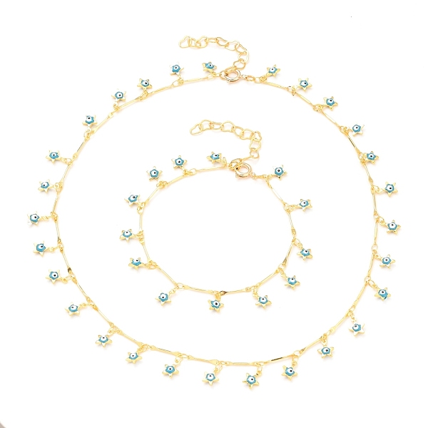 PandaHall Star Evil Eye Charm Bracelets & Necklaces Jewelry Sets, with Enamel, Brass Bar Link Chains and Spring Ring Clasps, Golden, 7-3/4...
PandaHall Star Evil Eye Charm Bracelets & Necklaces Jewelry Sets, with Enamel, Brass Bar Link Chains and Spring Ring Clasps, Golden, 7-3/4...