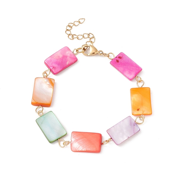 PandaHall Natural Shell Rectangle Link Chain Bracelet, 304 Stainless Steel Jewelry for Women, Golden, Colorful, 6-3/4 inch(17.3cm) Shell
PandaHall Natural Shell Rectangle Link Chain Bracelet, 304 Stainless Steel Jewelry for Women, Golden, Colorful, 6-3/4 inch(17.3cm) Shell
