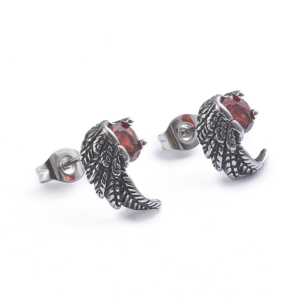 PandaHall Retro 304 Stainless Steel Stud Earrings, with Cubic Zirconia and Ear Nuts, Wing, Red, Antique Silver, 13x8mm, Pin: 0.6mm 304...
PandaHall Retro 304 Stainless Steel Stud Earrings, with Cubic Zirconia and Ear Nuts, Wing, Red, Antique Silver, 13x8mm, Pin: 0.6mm 304...