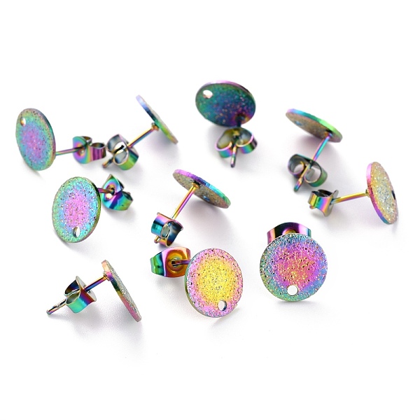 PandaHall Ion Plating(IP) 304 Stainless Steel Stud Earring Findings, Textured Flat Round, Rainbow Color, 10x1mm, Hole: 1.4mm, Pin:0.8mm 304...
PandaHall Ion Plating(IP) 304 Stainless Steel Stud Earring Findings, Textured Flat Round, Rainbow Color, 10x1mm, Hole: 1.4mm, Pin:0.8mm 304...
