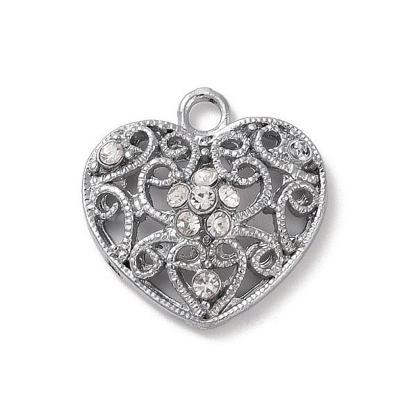 PandaHall Alloy Pendants, with Glass Rhinestone, Heart, Platinum, 22x21x7mm, Hole: 2.5mm Alloy+Rhinestone Heart Clear
PandaHall Alloy Pendants, with Glass Rhinestone, Heart, Platinum, 22x21x7mm, Hole: 2.5mm Alloy+Rhinestone Heart Clear
