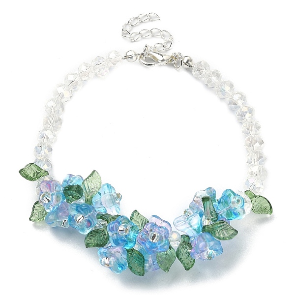 PandaHall Flower Glass Beaded Link Bracelet with Alloy Clasps for Women, Deep Sky Blue, 9-1/2 inch(24cm) Glass
PandaHall Flower Glass Beaded Link Bracelet with Alloy Clasps for Women, Deep Sky Blue, 9-1/2 inch(24cm) Glass