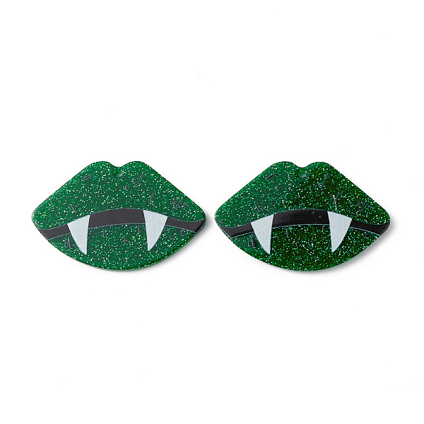 PandaHall Opaque Printed Acrylic Pendants, with Glitter Powders, Lip Charm, Dark Green, 26.5x41.5x2.2mm, Hole: 1.6mm Acrylic Lip
PandaHall Opaque Printed Acrylic Pendants, with Glitter Powders, Lip Charm, Dark Green, 26.5x41.5x2.2mm, Hole: 1.6mm Acrylic Lip