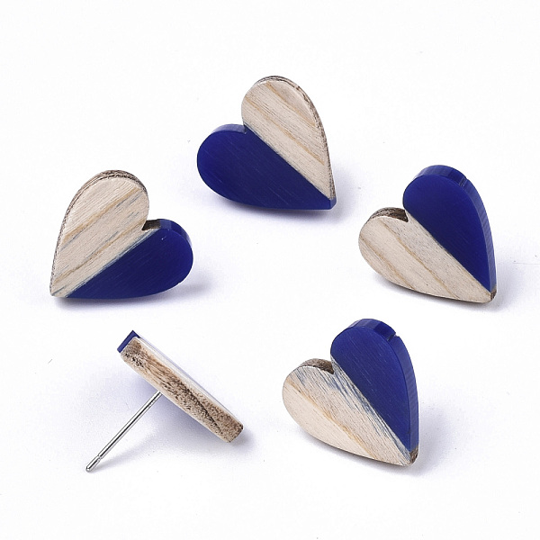 PandaHall Resin & Wood Stud Earrings, with 304 Stainless Steel Pin, Heart, Dark Blue, 15x14~15mm, Pin: 0.7mm Resin Heart
PandaHall Resin & Wood Stud Earrings, with 304 Stainless Steel Pin, Heart, Dark Blue, 15x14~15mm, Pin: 0.7mm Resin Heart