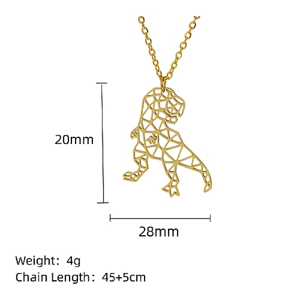 PandaHall Real 18K Gold Plated Stainless Steel Pendant Necklace, Origami Animal, Dinosaur, 17.72 inch(45cm), Pendant: 20x28mm Stainless...
PandaHall Real 18K Gold Plated Stainless Steel Pendant Necklace, Origami Animal, Dinosaur, 17.72 inch(45cm), Pendant: 20x28mm Stainless...