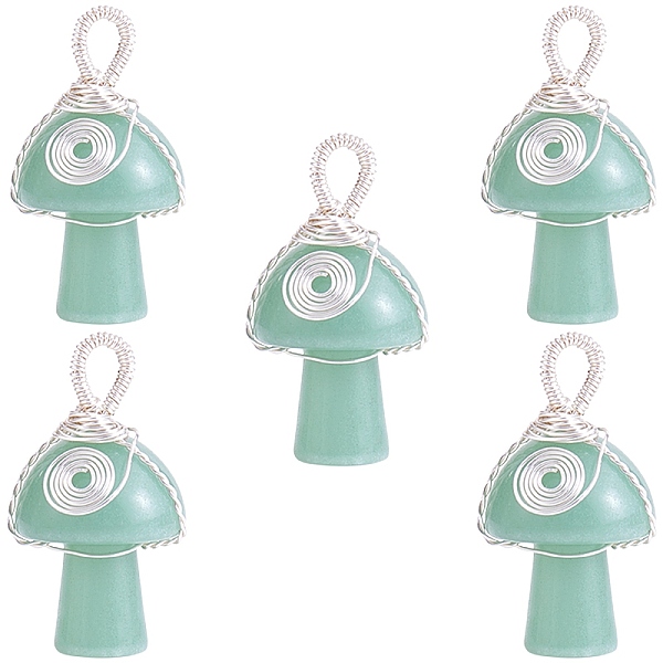 PandaHall Natural Green Aventurine Pendants, Mushroom Charms, with Silver Color Plated Copper Wire Wrapped, 30x15x16mm, Hole: 5mm Green...
PandaHall Natural Green Aventurine Pendants, Mushroom Charms, with Silver Color Plated Copper Wire Wrapped, 30x15x16mm, Hole: 5mm Green...