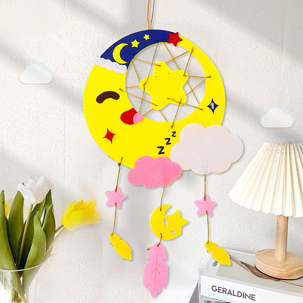 PandaHall Cloth Woven Net/Web Wind Chime with Polyester Rope, Pendant Decoration for Home Party Festival Decor, Colorful, Moon, 365x215mm...
PandaHall Cloth Woven Net/Web Wind Chime with Polyester Rope, Pendant Decoration for Home Party Festival Decor, Colorful, Moon, 365x215mm...
