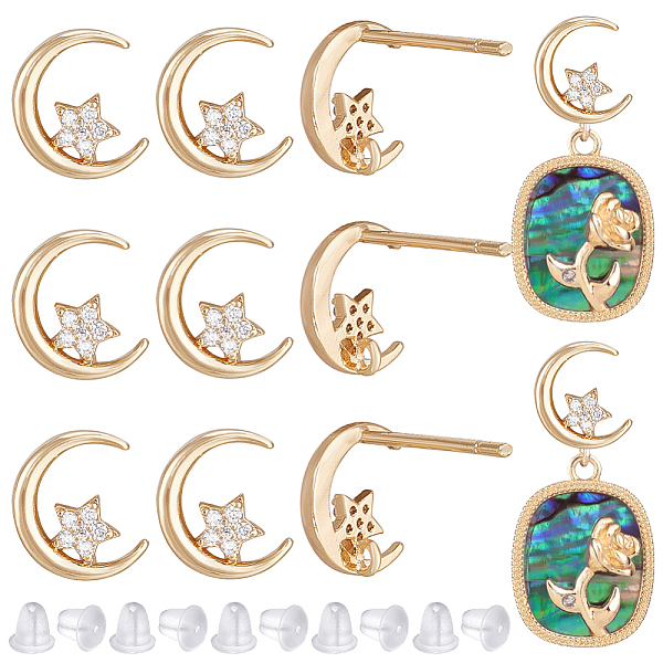 PandaHall BENECREAT 10Pcs Brass Micro Pave Cubic Clear Zirconia Moon & Star Stud Earring Findings, with Vertical Loops, Nickel Free, with...
PandaHall BENECREAT 10Pcs Brass Micro Pave Cubic Clear Zirconia Moon & Star Stud Earring Findings, with Vertical Loops, Nickel Free, with...