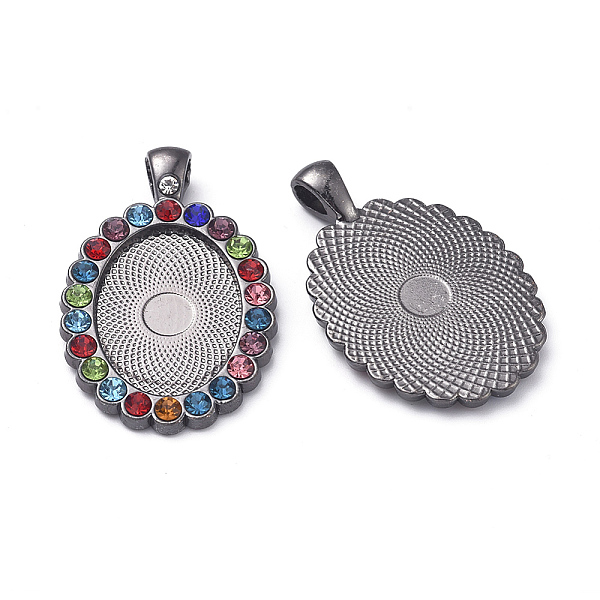 PandaHall Alloy Pendant Cabochon Settings, Plain Edge Bezel Cups, with Glass Rhinestone, Oval, Colorful, Gunmetal, Tray: 25x18mm..., Multicolor
PandaHall Alloy Pendant Cabochon Settings, Plain Edge Bezel Cups, with Glass Rhinestone, Oval, Colorful, Gunmetal, Tray: 25x18mm..., Multicolor