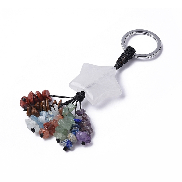 PandaHall Natural Quartz Crystal Star with Mixed Gemstone Chips Beaded Tassel Keychains, with 304 Stainless Steel Ring Clasps, 9.5~10cm...
PandaHall Natural Quartz Crystal Star with Mixed Gemstone Chips Beaded Tassel Keychains, with 304 Stainless Steel Ring Clasps, 9.5~10cm...