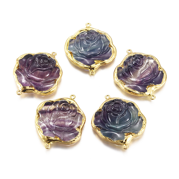 PandaHall Natural Fluorite Links connectors, Edge Golden Plated, with Long-Lasting Plated Brass Loop, Rose Shape, 38~42x48~49x8~10.5mm, Hole...
PandaHall Natural Fluorite Links connectors, Edge Golden Plated, with Long-Lasting Plated Brass Loop, Rose Shape, 38~42x48~49x8~10.5mm, Hole...