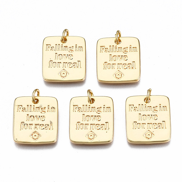 PandaHall Brass Pendants, with Jump Rings, Nickel Free, Rectangle with Word Falling in love for real, Real 18K Gold Plated, 17x15x2mm, Jump...
PandaHall Brass Pendants, with Jump Rings, Nickel Free, Rectangle with Word Falling in love for real, Real 18K Gold Plated, 17x15x2mm, Jump...