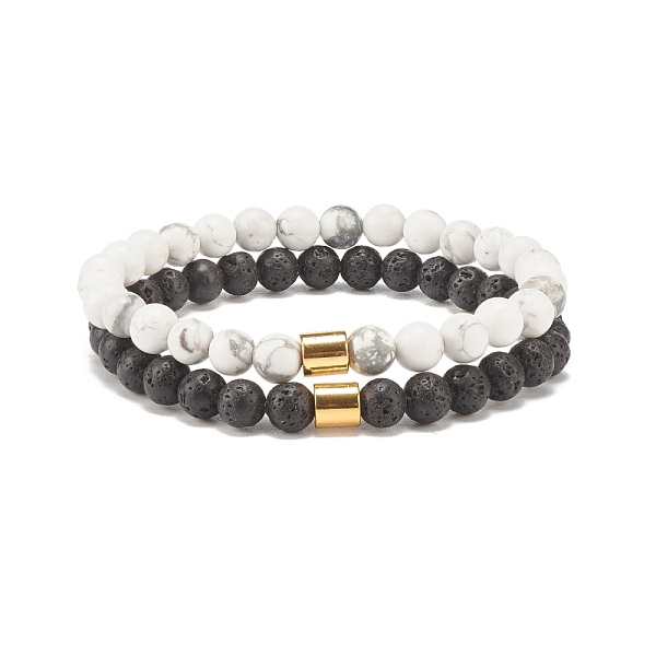 PandaHall 2Pcs Natural Lava Rock & Howlite Round Beaded Stretch Bracelets Set with Synthetic Hematite Column, Gemstone Jewelry for Women...
PandaHall 2Pcs Natural Lava Rock & Howlite Round Beaded Stretch Bracelets Set with Synthetic Hematite Column, Gemstone Jewelry for Women...