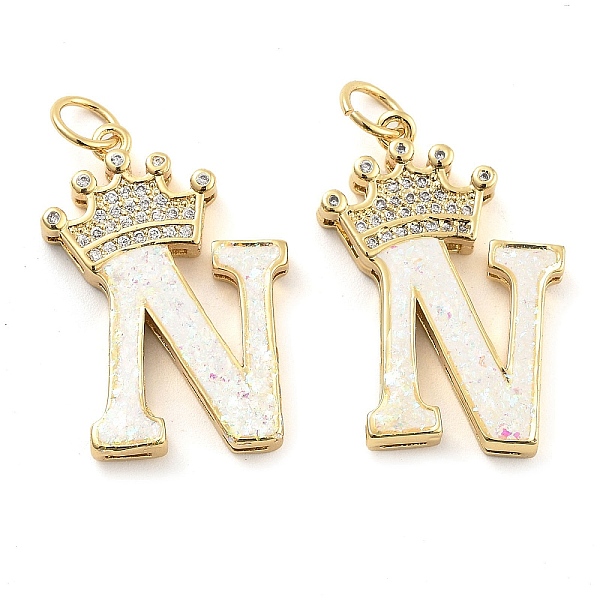 PandaHall Brass Micro Pave Clear Cubic Zirconia Pendants, with Synthetic Opal, Real 18K Gold Plated, with Jump Ring, Letter N...
PandaHall Brass Micro Pave Clear Cubic Zirconia Pendants, with Synthetic Opal, Real 18K Gold Plated, with Jump Ring, Letter N...