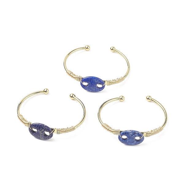 PandaHall Natural Lapis Lazuli Coffee Bean Open Cuff Bangle, Real 18K Gold Plated Brass Wire Wrap Jewelry for Women, Cadmium Free & Lead...
PandaHall Natural Lapis Lazuli Coffee Bean Open Cuff Bangle, Real 18K Gold Plated Brass Wire Wrap Jewelry for Women, Cadmium Free & Lead...